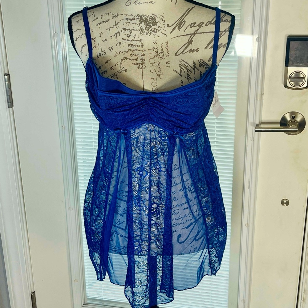 Blue Lace Babydoll Chemise - Women Intimates